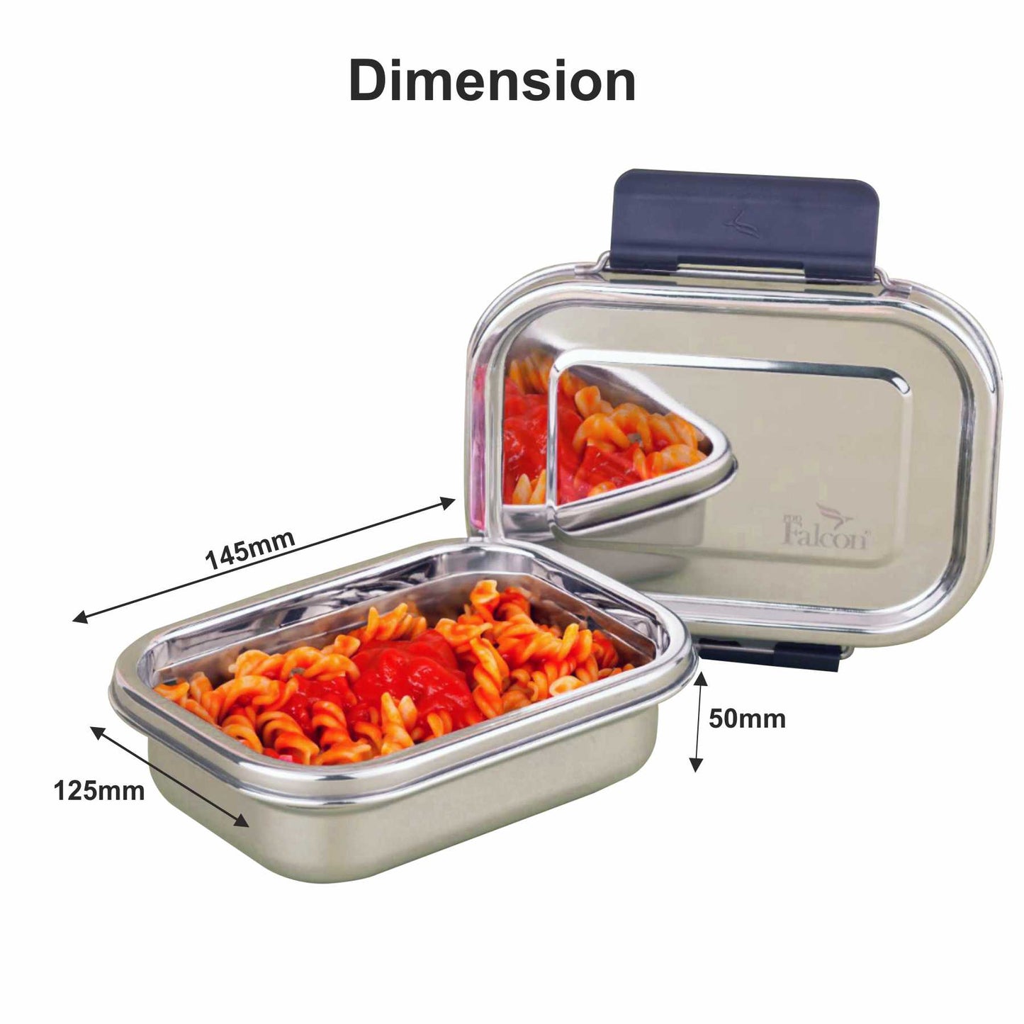 PDDFALCON Stainless Steel Recta Nano Container, 100%Leakproof & Air Tight Container 350ml Grey