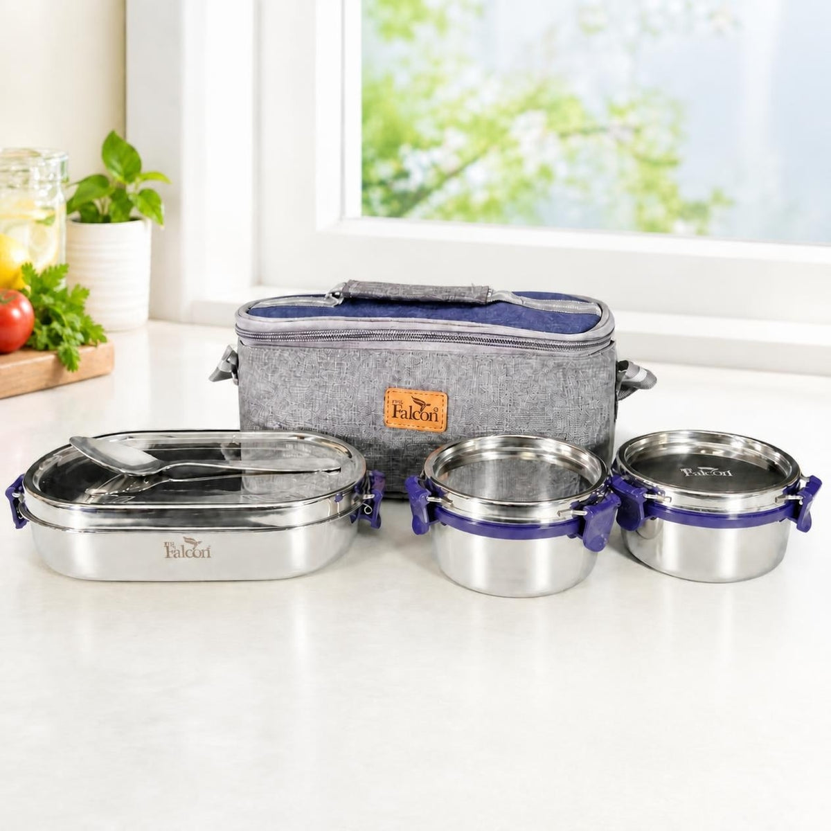 FP 11094 - Oval Meal With Plate Lunch Box Set of 3 -1100ml