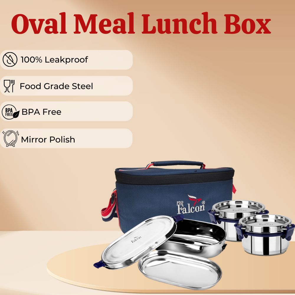 EcoNxt Oval Meal With Plate Lunch Box Set of 3 1100ml (FP11058)