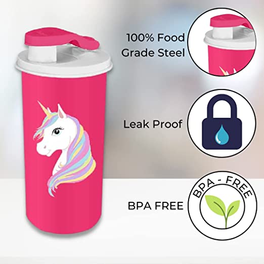 PddFalcon Stainless Steel Drinkware Unicorn Flip Flop Glass CN3 400ml - 100% food grade steel, leak proof and BPA free