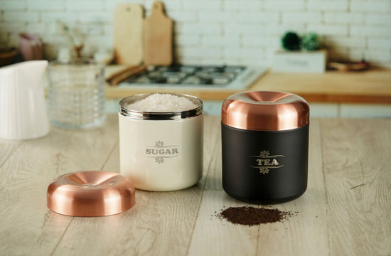 PddFalcon Stainless Steel Kitchen Storage Apple Caninster Black and White 650ml to store sugar and tea