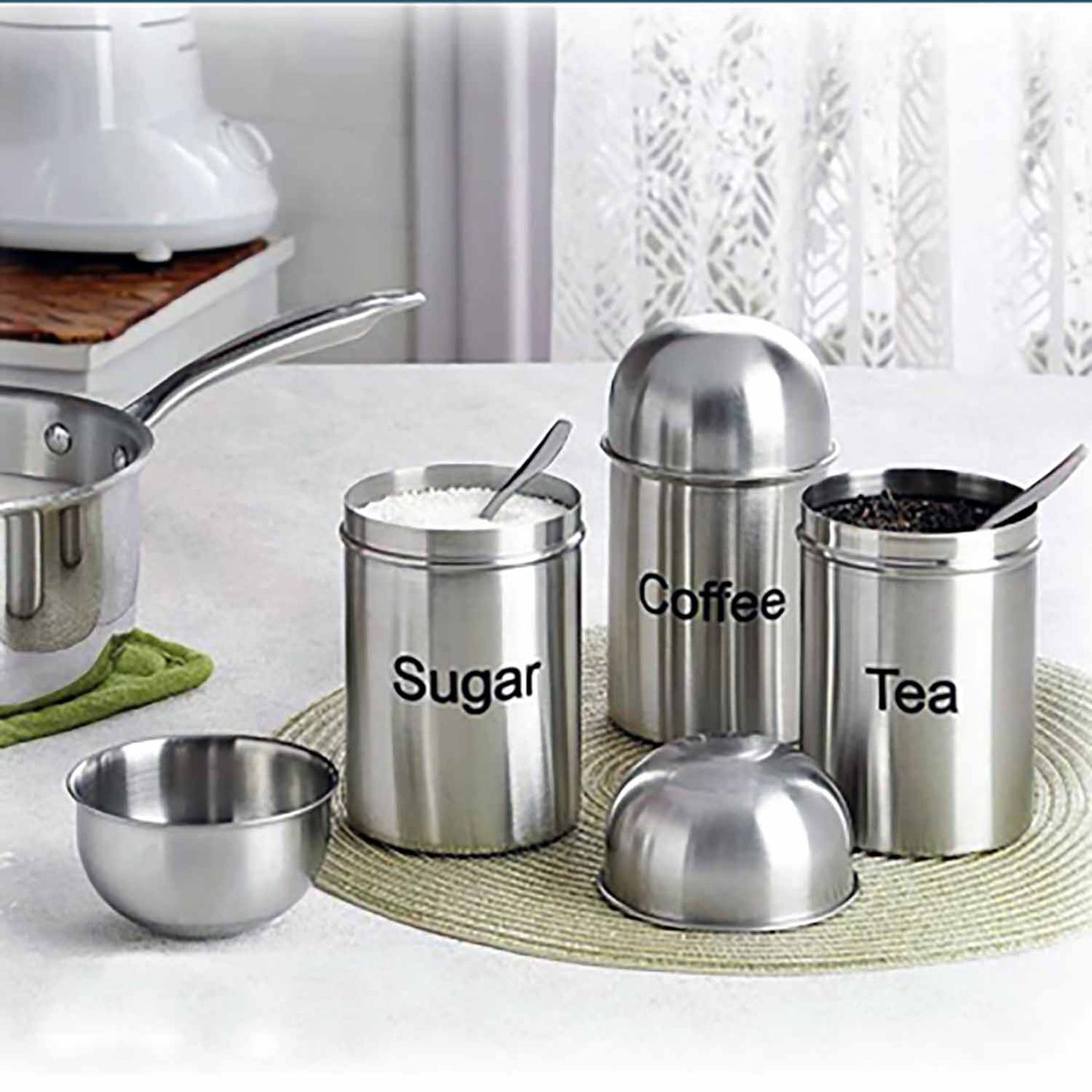 PddFalcon Stainless Steel Kitchen Storage Dome Canister for tea leaves, coffee beans or sugar