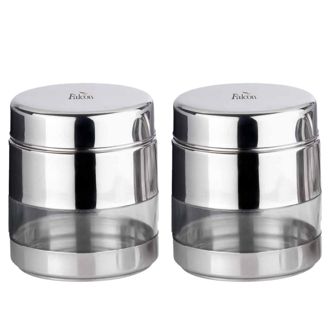 PddFalcon Stainless Steel Kitchen Storage Twist n Store see through Canister
