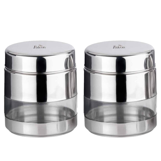 PddFalcon Stainless Steel Kitchen Storage Twist n Store see through Canister