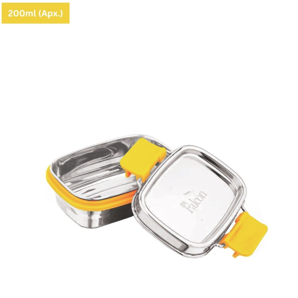 PddFalcon Stainless Steel Recta Joy Mini Container 100% Leakproof - 200ml Apx.