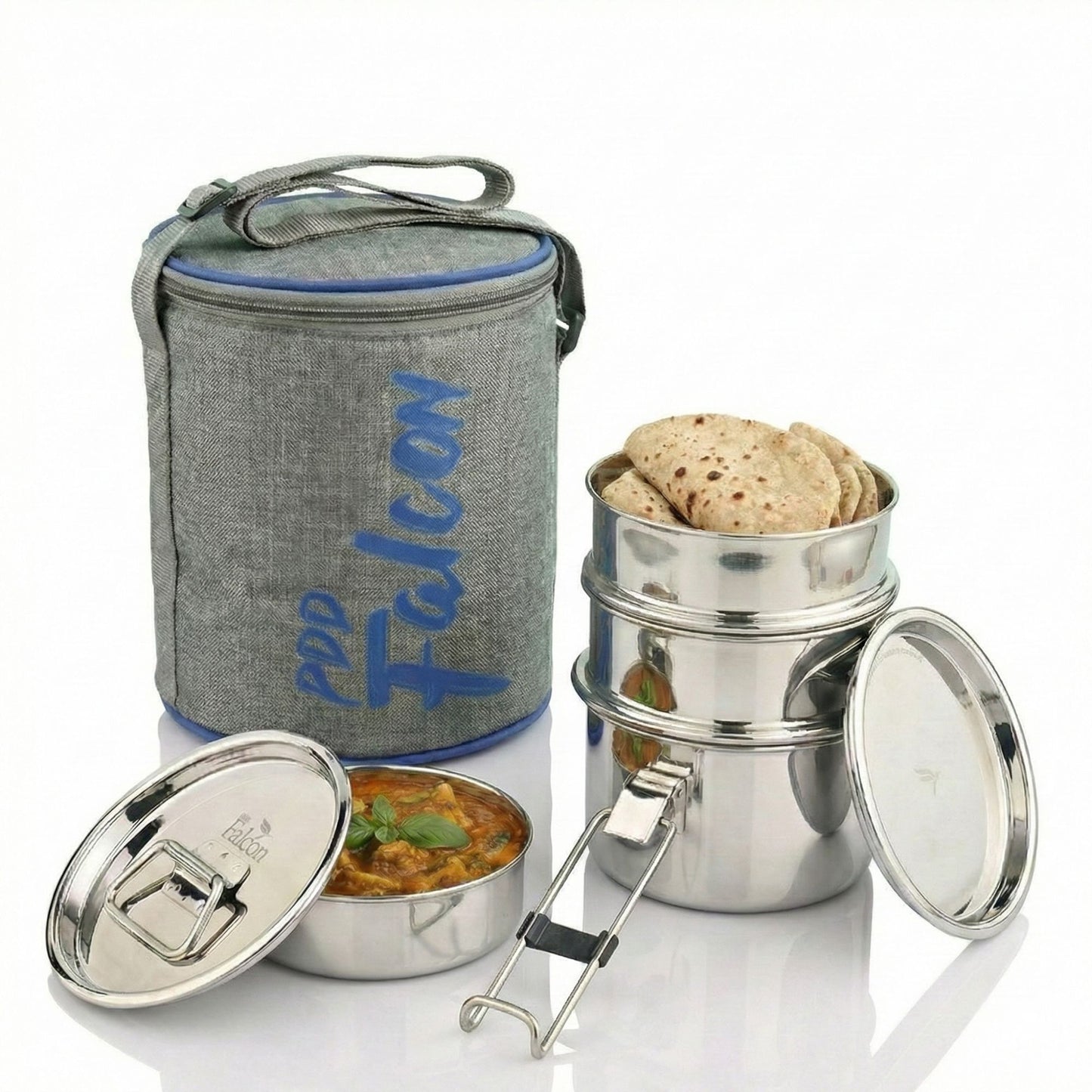 Royal Mega Lunch Box Set of 4 Grey Blue- 1500ml