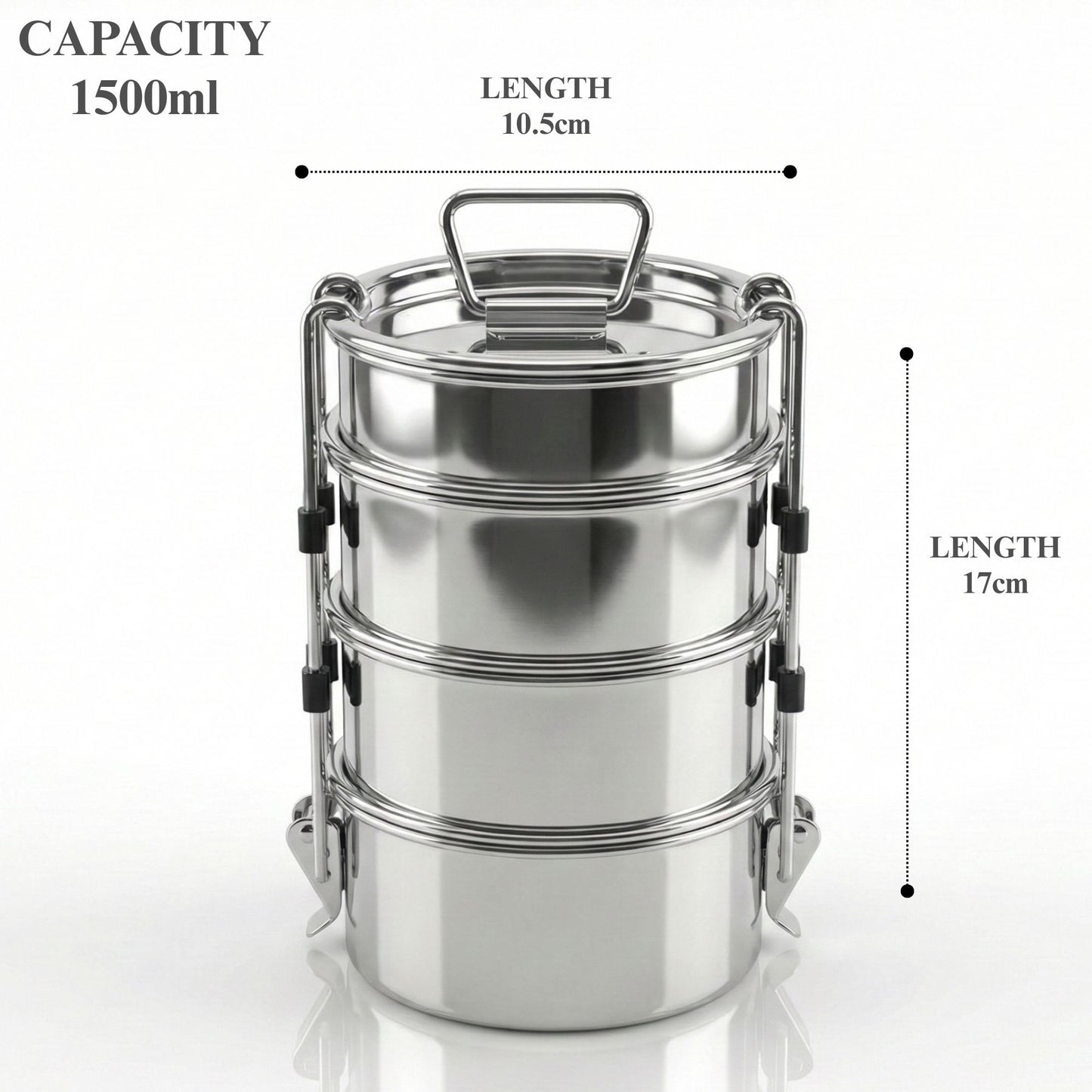 Royal Mega Lunch Box Set of 4 Grey Blue- 1500ml