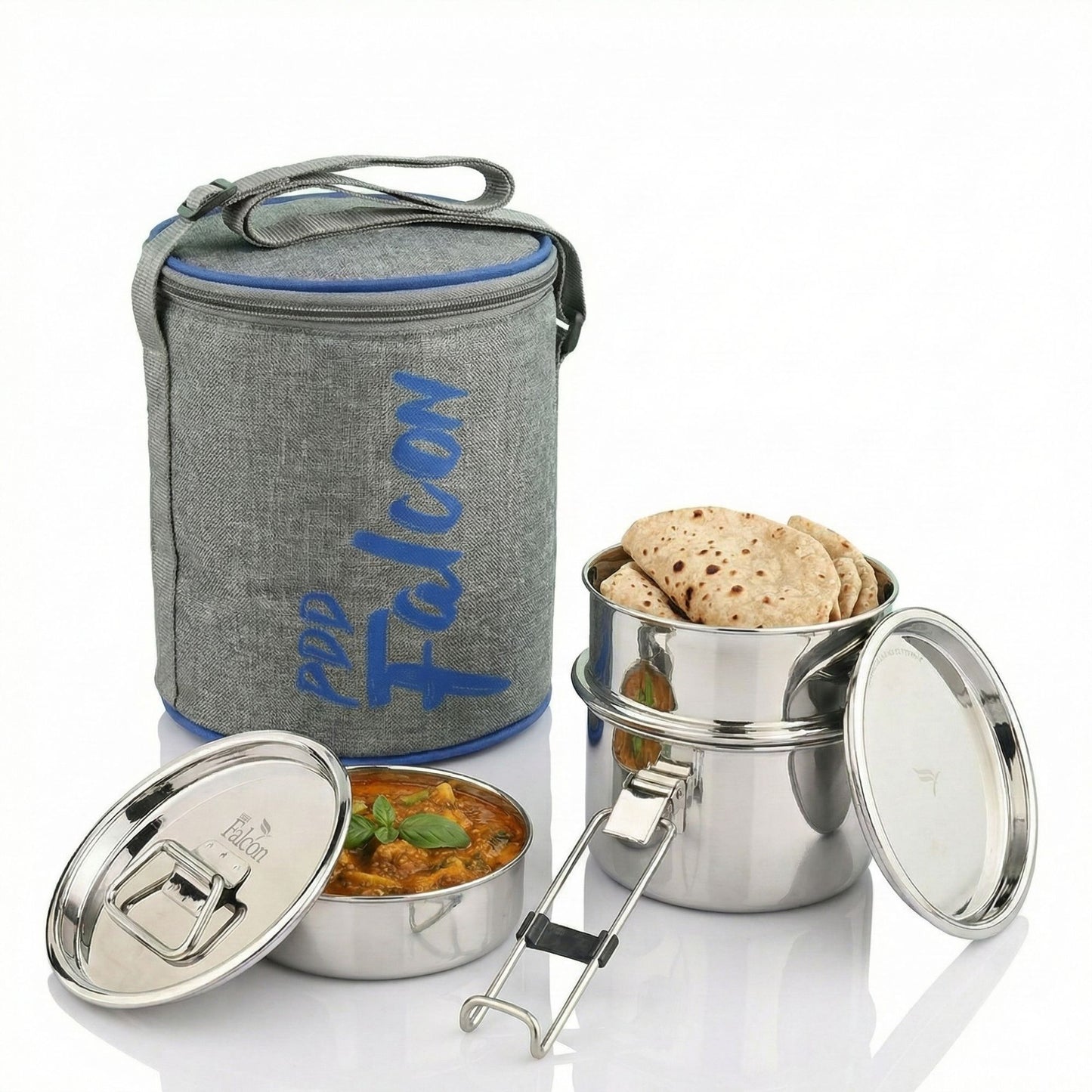 Royal Super Lunch Box Set of 3 Grey Blue- 1300ml