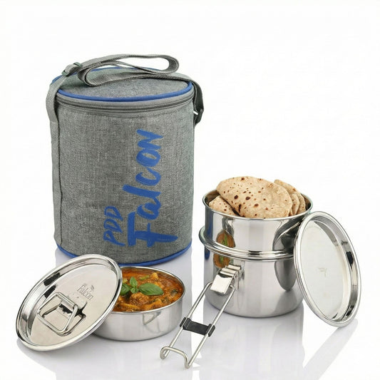 Royal Super Lunch Box Set of 3 Grey Blue- 1300ml