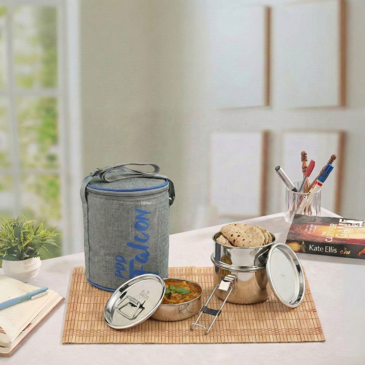 Royal Super Lunch Box Set of 3 Grey Blue- 1300ml