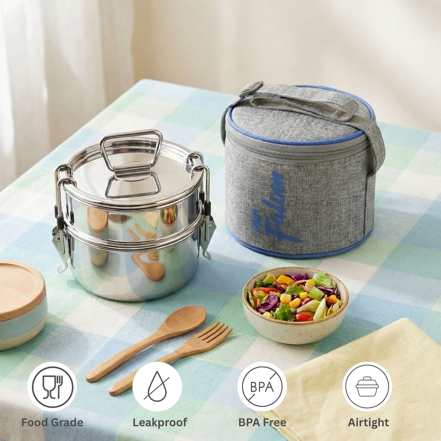 Royal Super Lunch Box Set of 3 Grey Blue- 1300ml