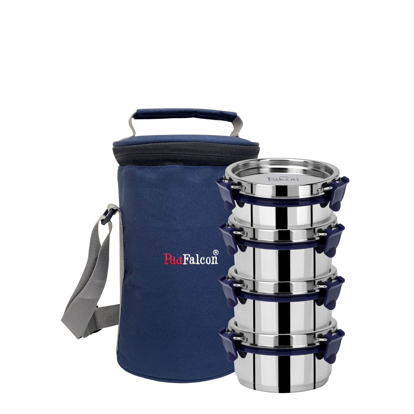 Pdd Falcon Steel Lunch Box Set of 4 Blue FP11009 - 1100ml