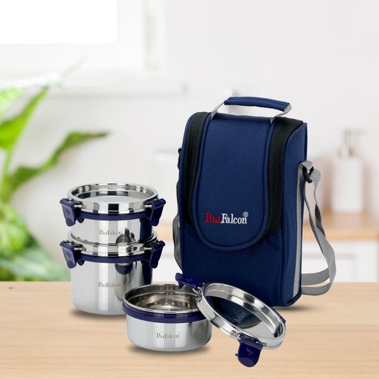 Pdd Falcon Steel Lunch Box Set of 3 Blue FP11007 - 1000ml