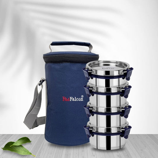 Pdd Falcon Steel Lunch Box Set of 4 Blue FP11009 - 1100ml