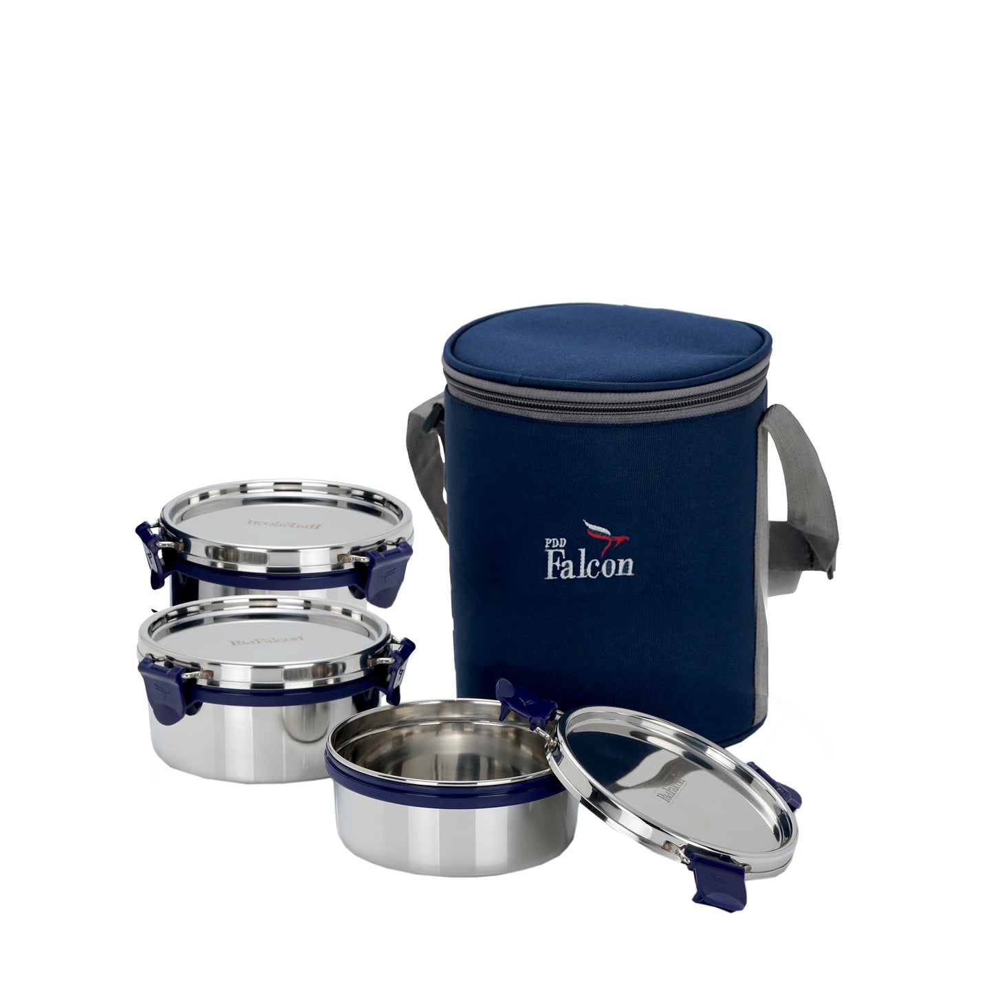 PddFalcon Stainless Steel Super Meal Lunch Box Set of 3 Blue FP11059 - 1300ml