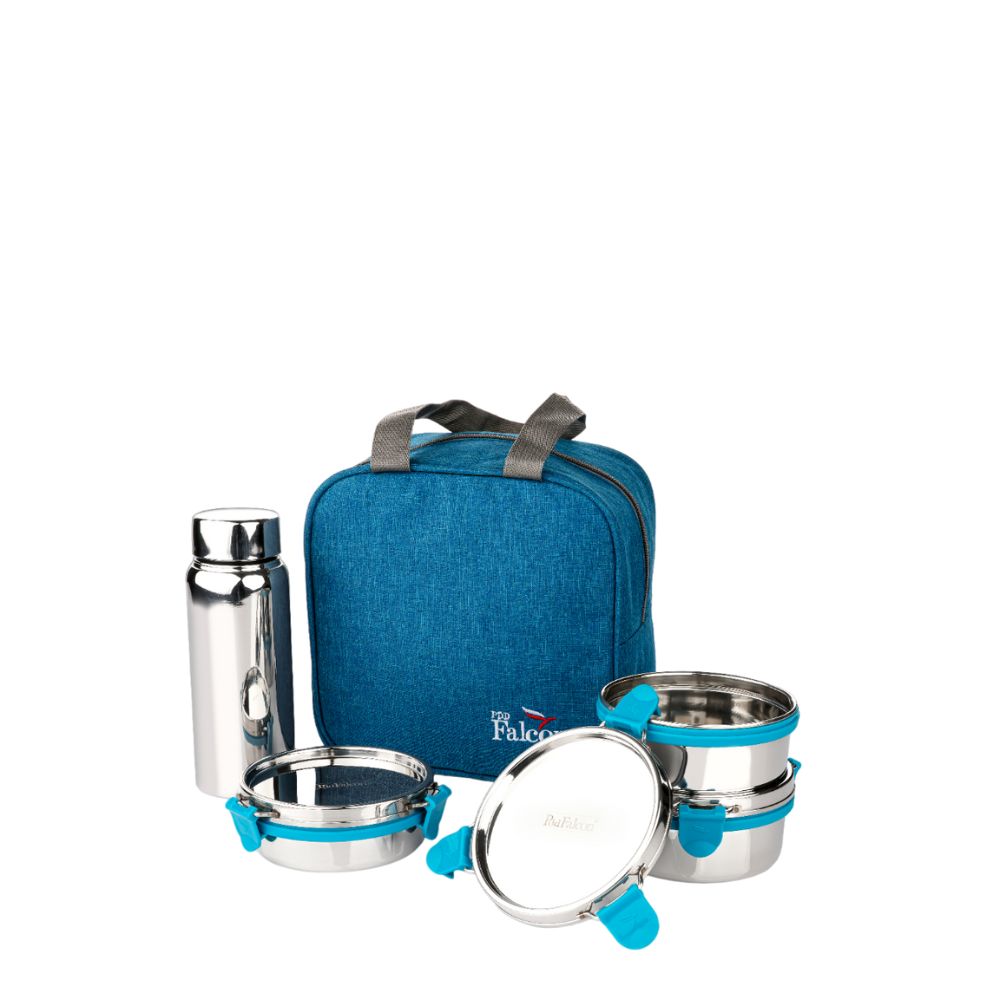 PddFalcon Stainless Steel EcoNxt Max Trendy Lunch Box Set of 4 Sea Green FP11060 - 1800ml