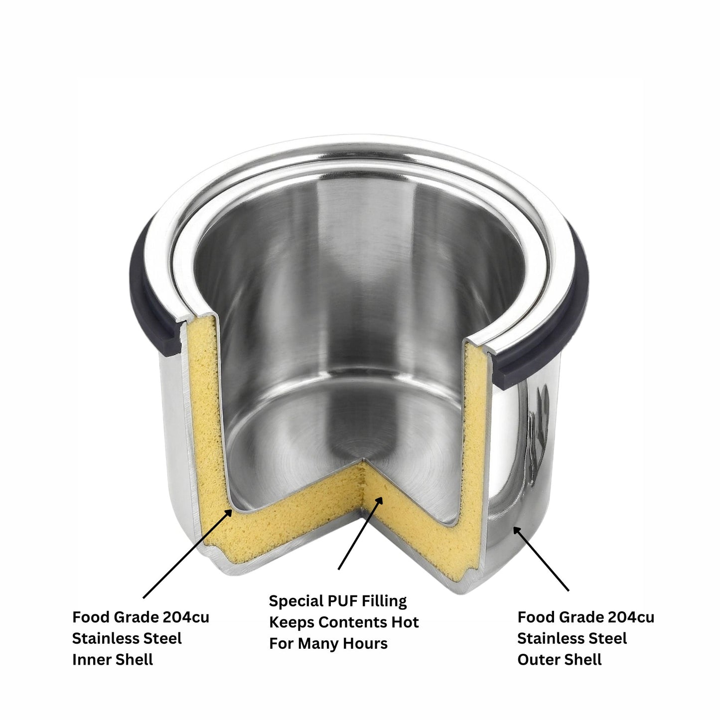 PddFalcon Stainless Steel double wall tuff, hot and cold container, Grey 350ml