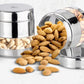 Stainless steel twister canister see-through jars for kitchen storage to store masala, dry fruits or spices.