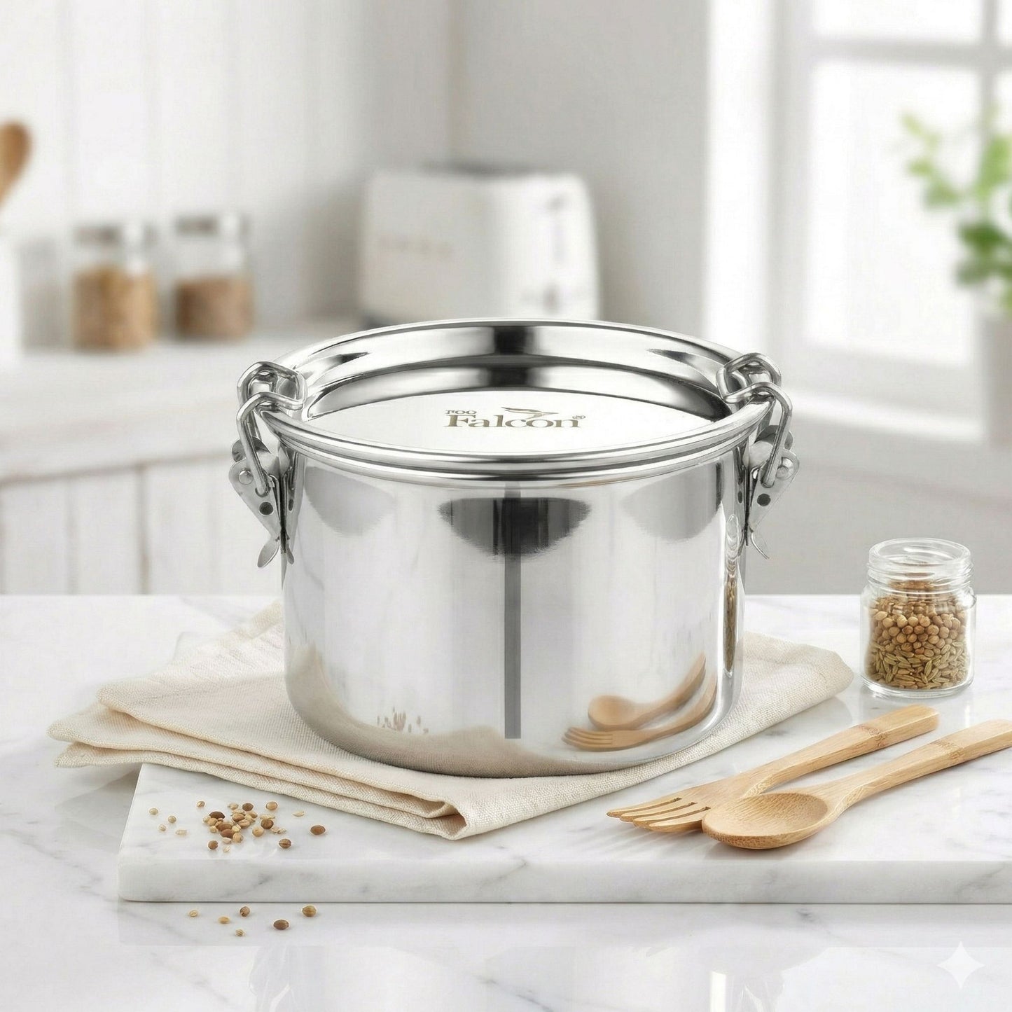 PDDFALCON Stainless Steel Uniclip Container ,100%Leakproof 600ml