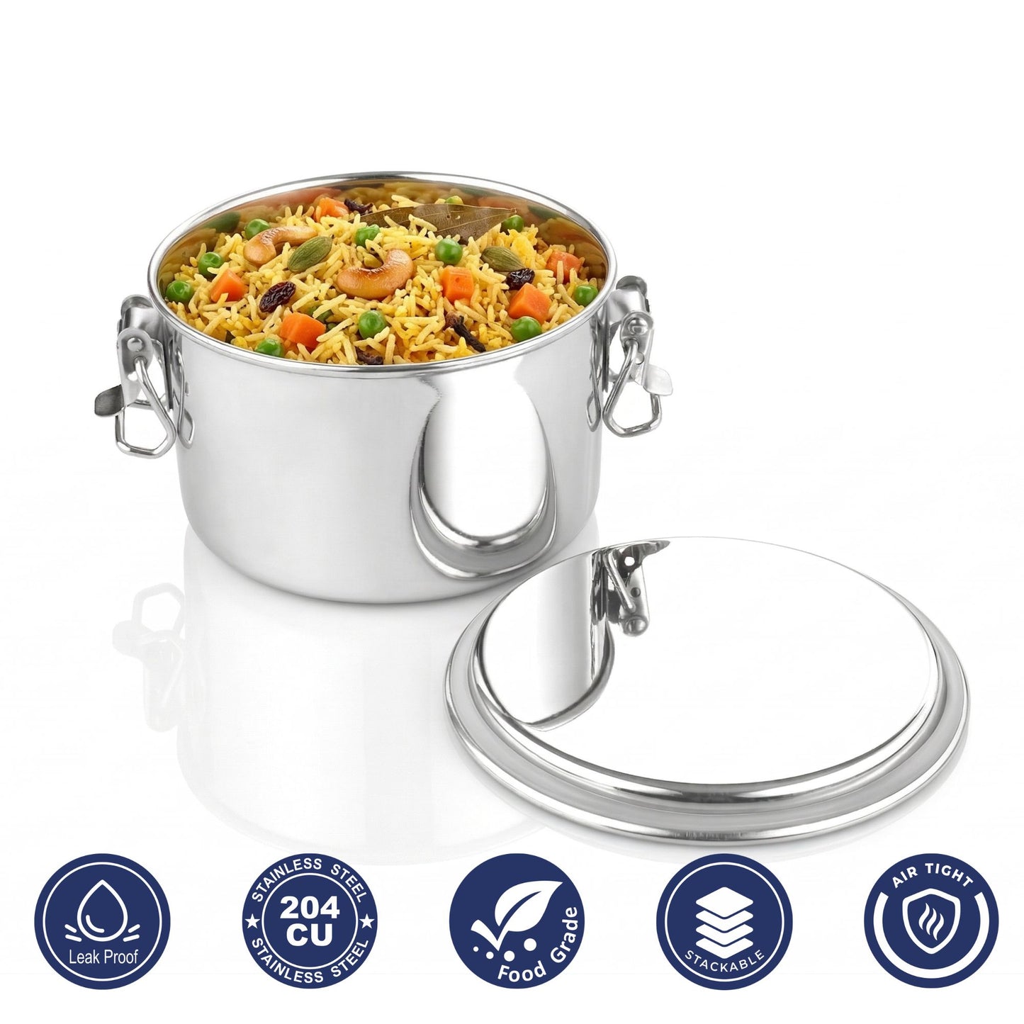 PDDFALCON Stainless Steel Uniclip Container ,100%Leakproof 600ml