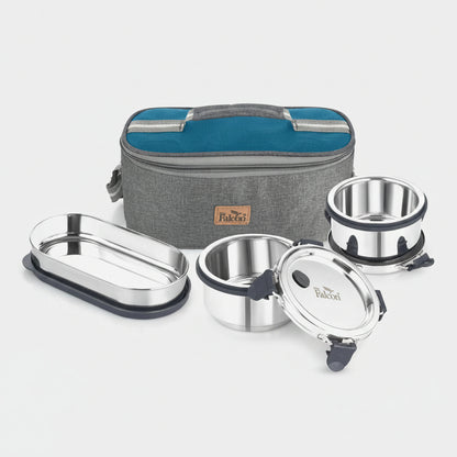 FP 01004 EcoNxt Double Wall Lunch box with bag Triplex Grey 1150ml
