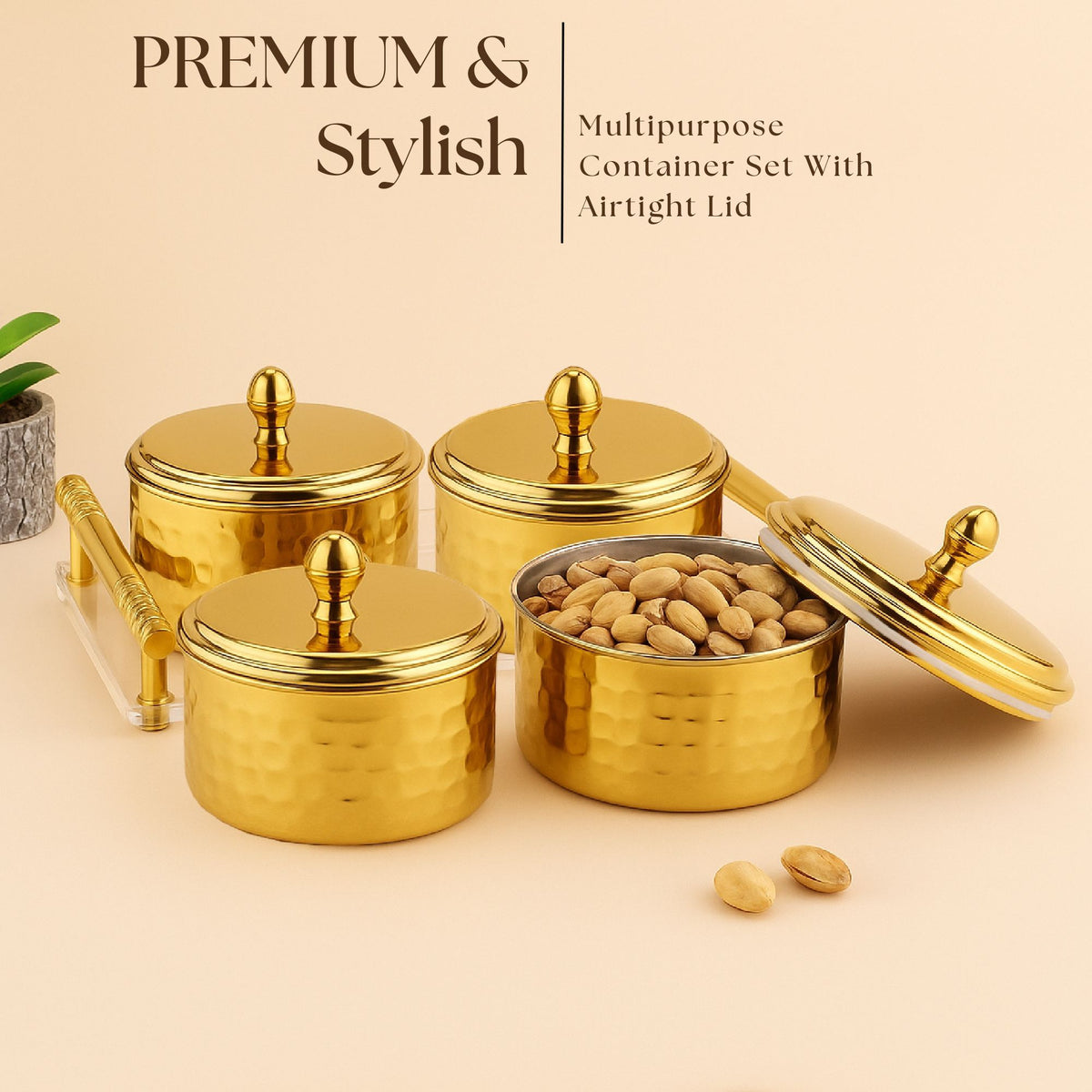 FP 12007 - Dry Fruit Airtight Container 350ml- 4p With Acrylic Tray