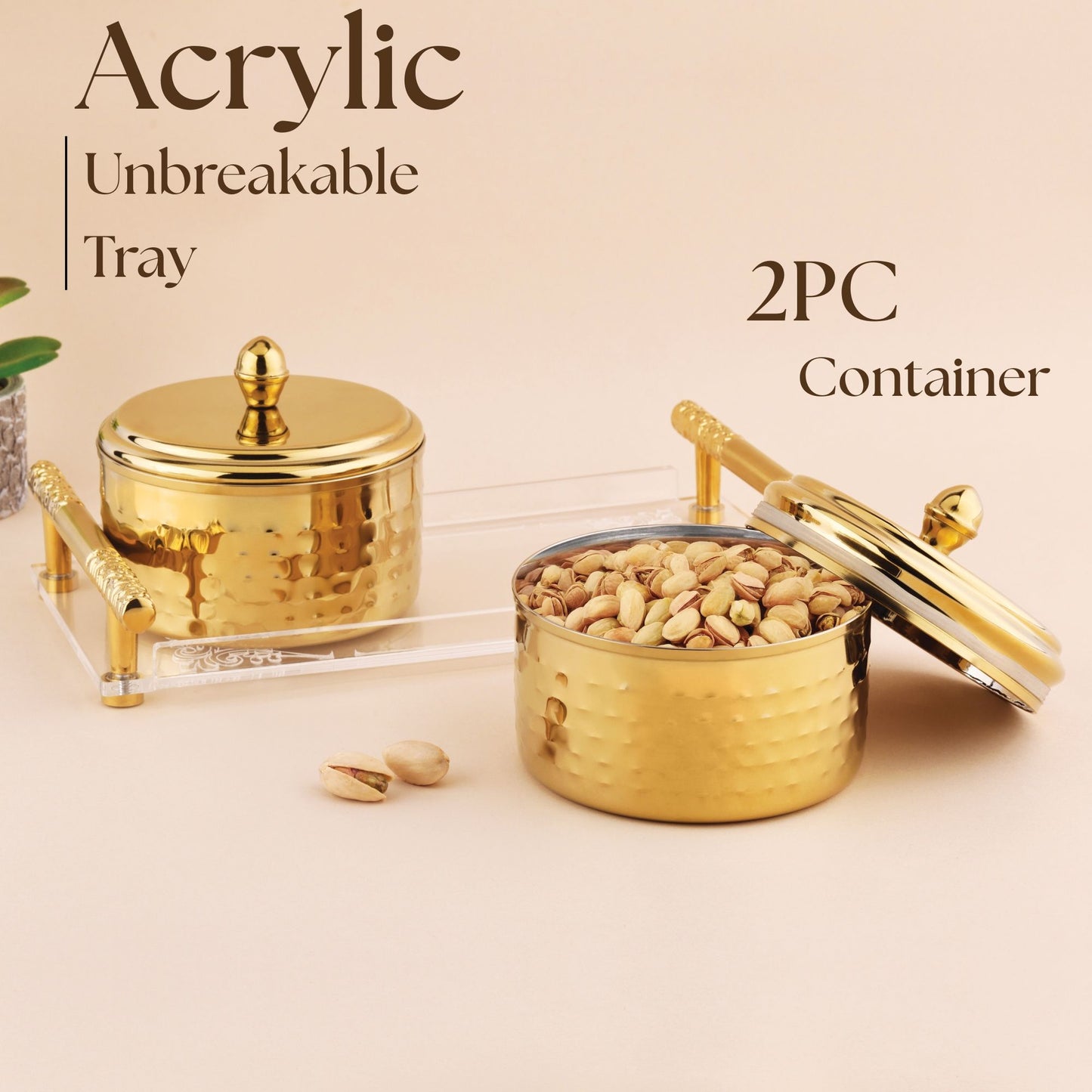 Dry Fruit Airtight Container 350ml- 2p With Acrylic Tray