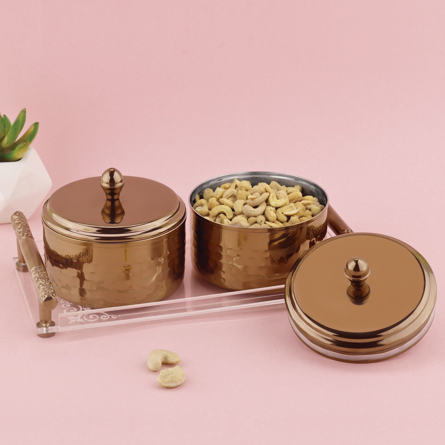 Dry Fruit Airtight Container 350ml- 2p With Acrylic Tray