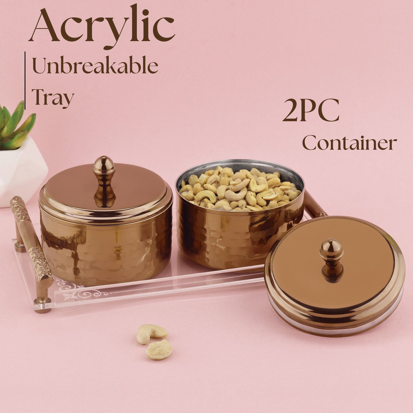 Dry Fruit Airtight Container 350ml- 2p With Acrylic Tray