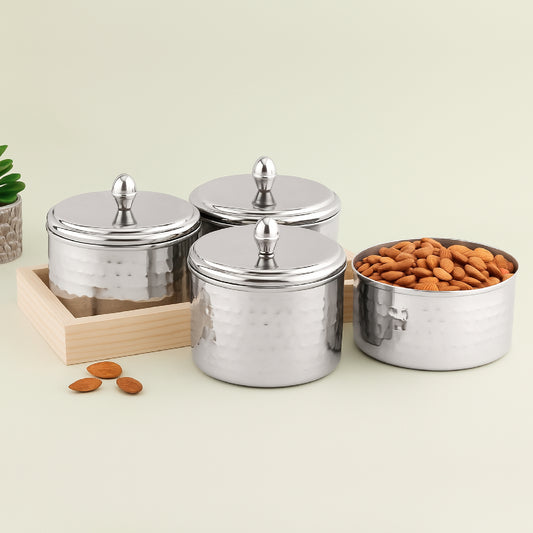 Dry Fruit Airtight Container 350ml- 4p With Wooden Tray