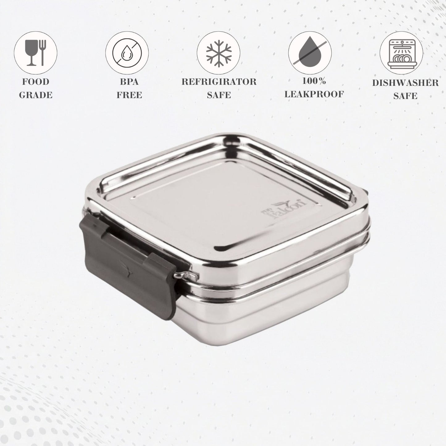 PDDFALCON Stainless Steel Cube Container ,100%Leakproof Container 400ml