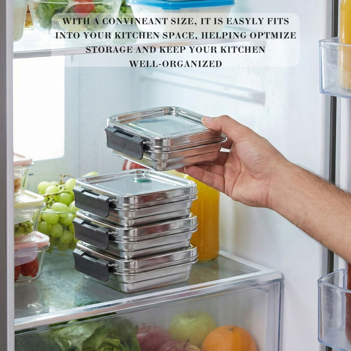 PDDFALCON Stainless Steel Cube Container ,100%Leakproof Container 400ml