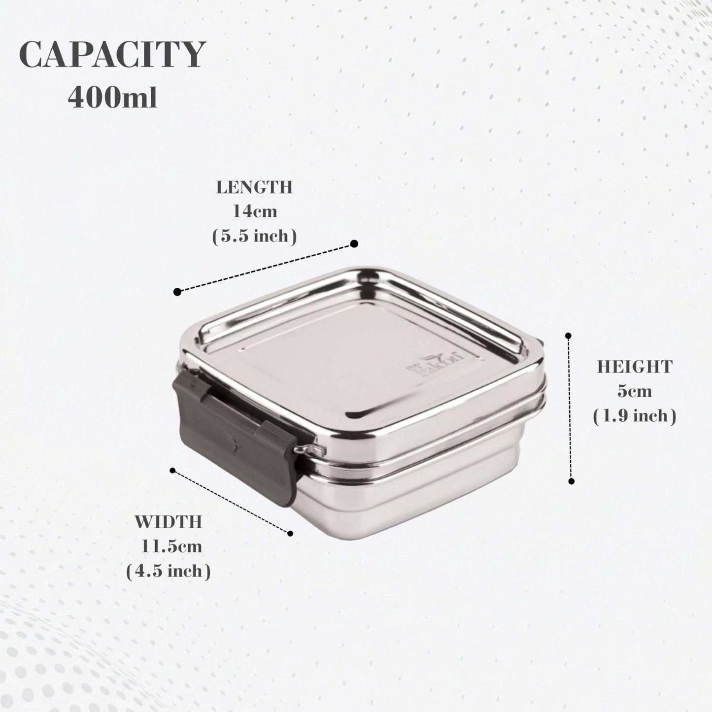 PDDFALCON Stainless Steel Cube Container ,100%Leakproof Container 400ml