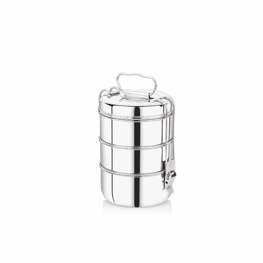 Pdd Falcon Steel Lunch Box 8x3 Silver FP03022 - 1900ml