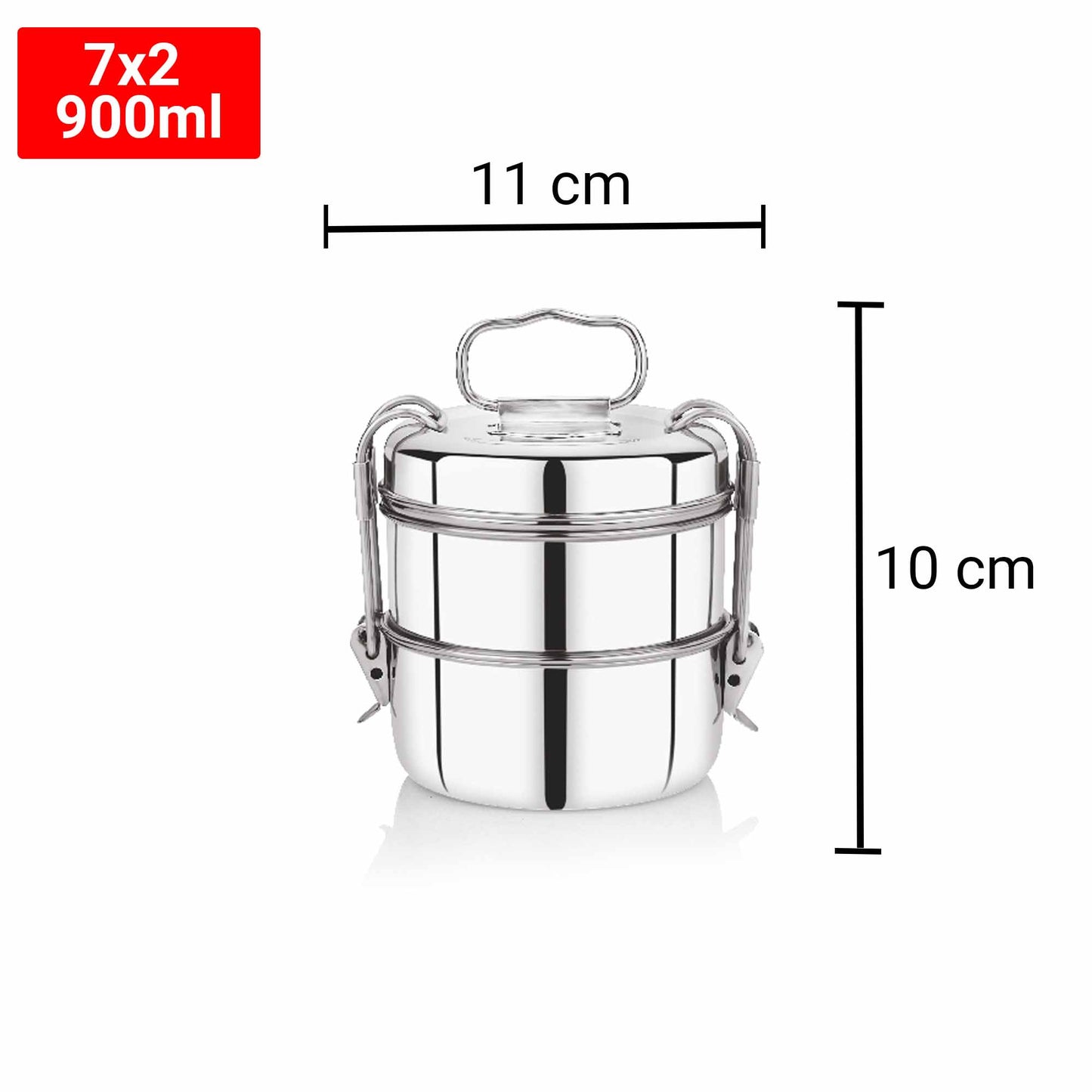 Pdd Falcon Steel Lunch Box 7x2  Silver FP03019 - 900ml