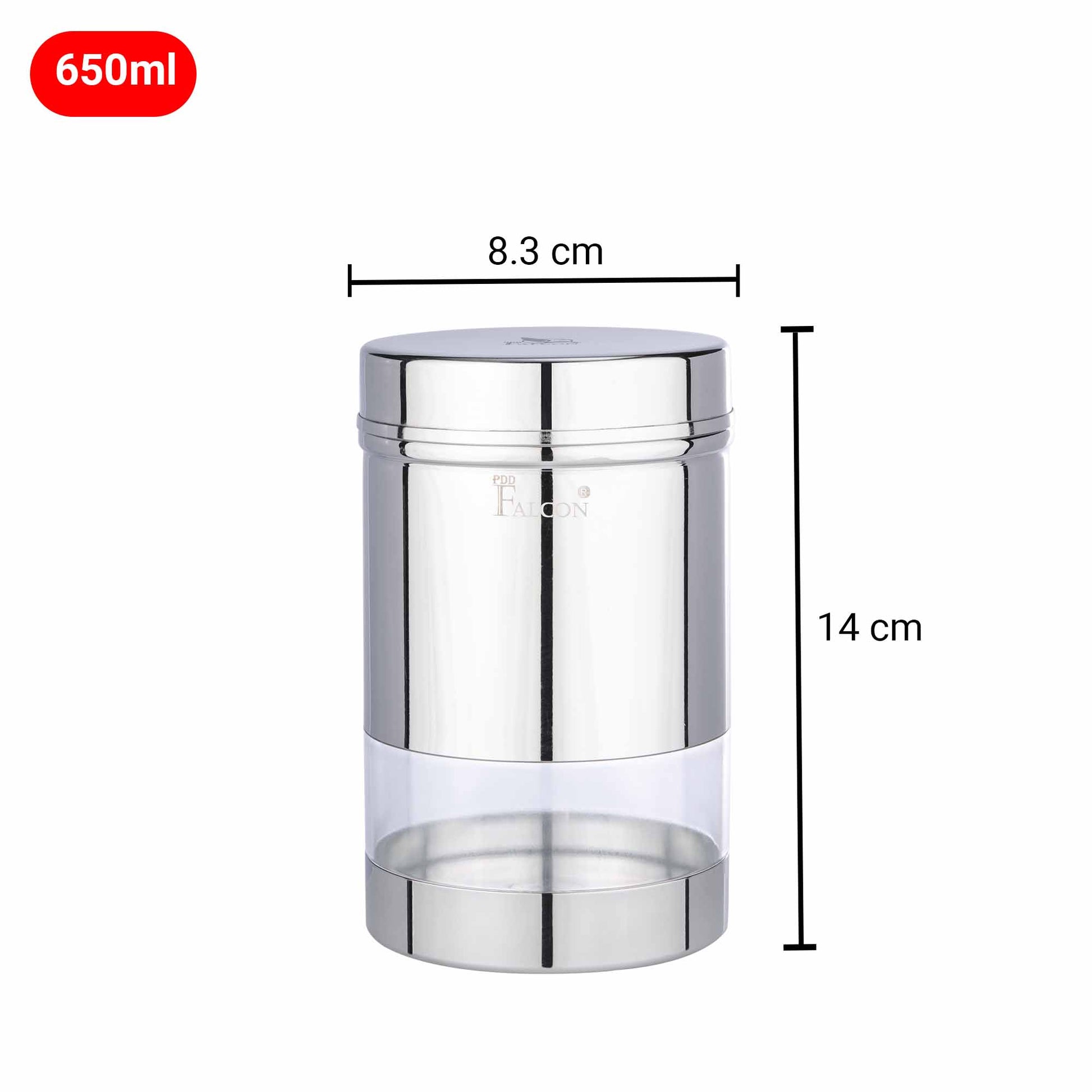 Pdd Falcon Steel Storage canister 1pcs Silver FP10038 650ml