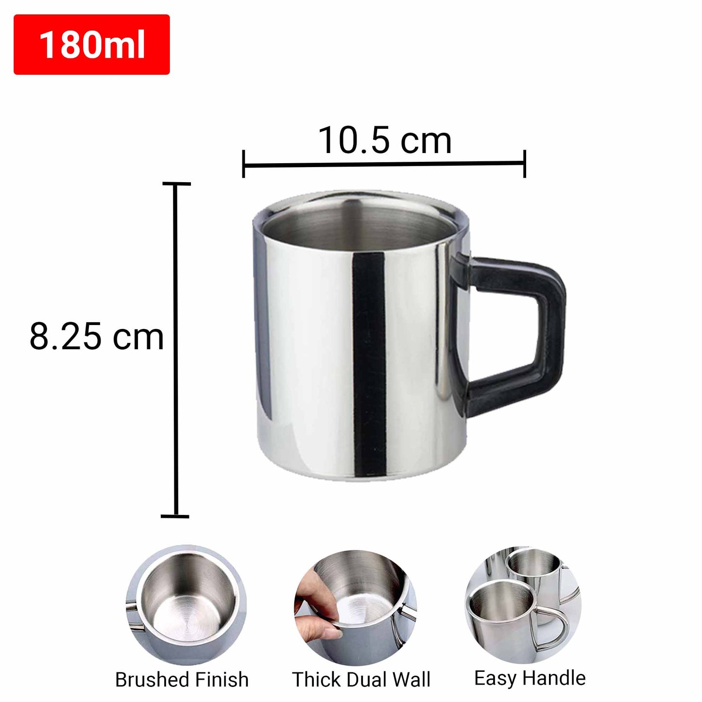 Pdd Falcon Steel Mug  Silver - 180ml