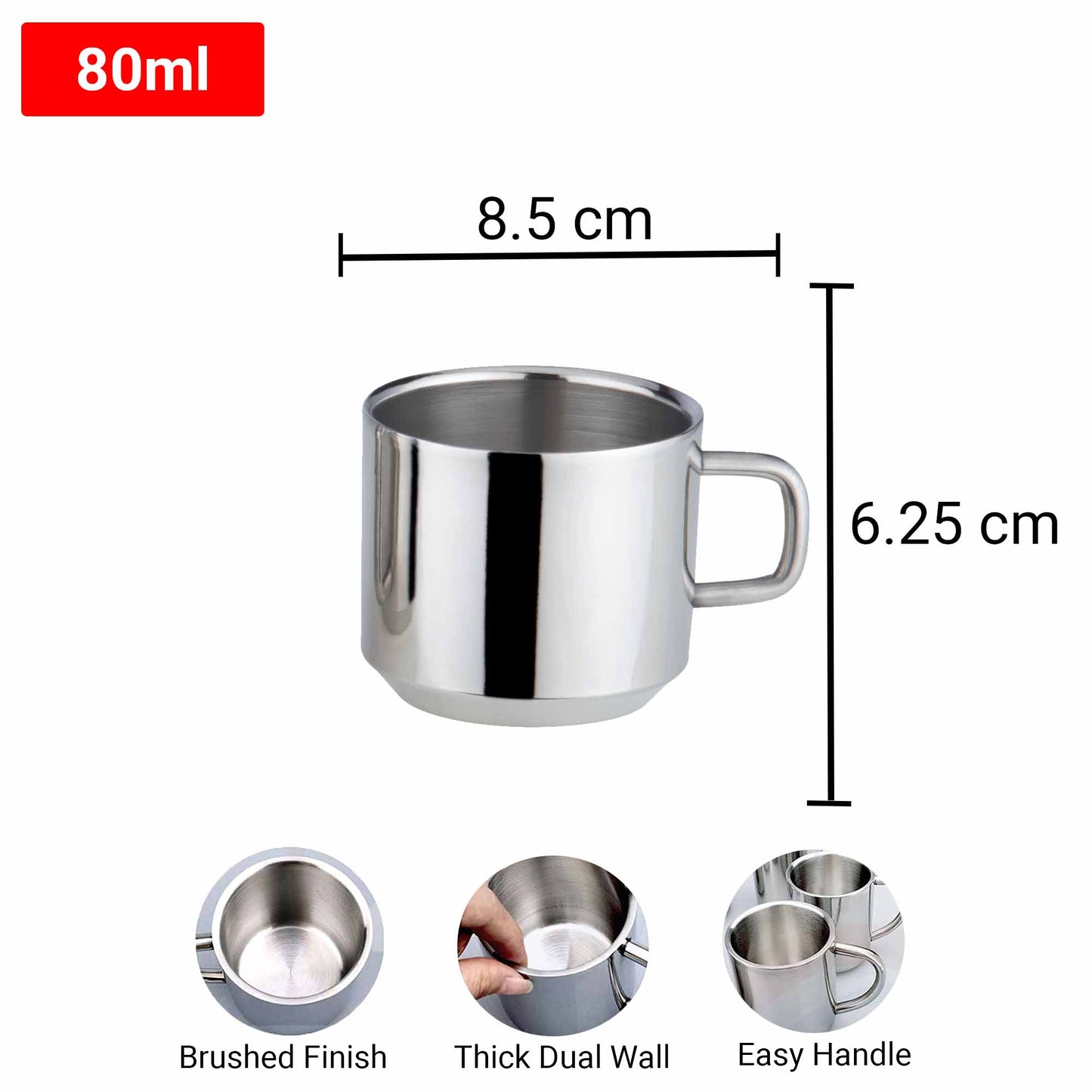 Pdd Falcon Steel Mug 1pcs Silver FP27001 - 100ml