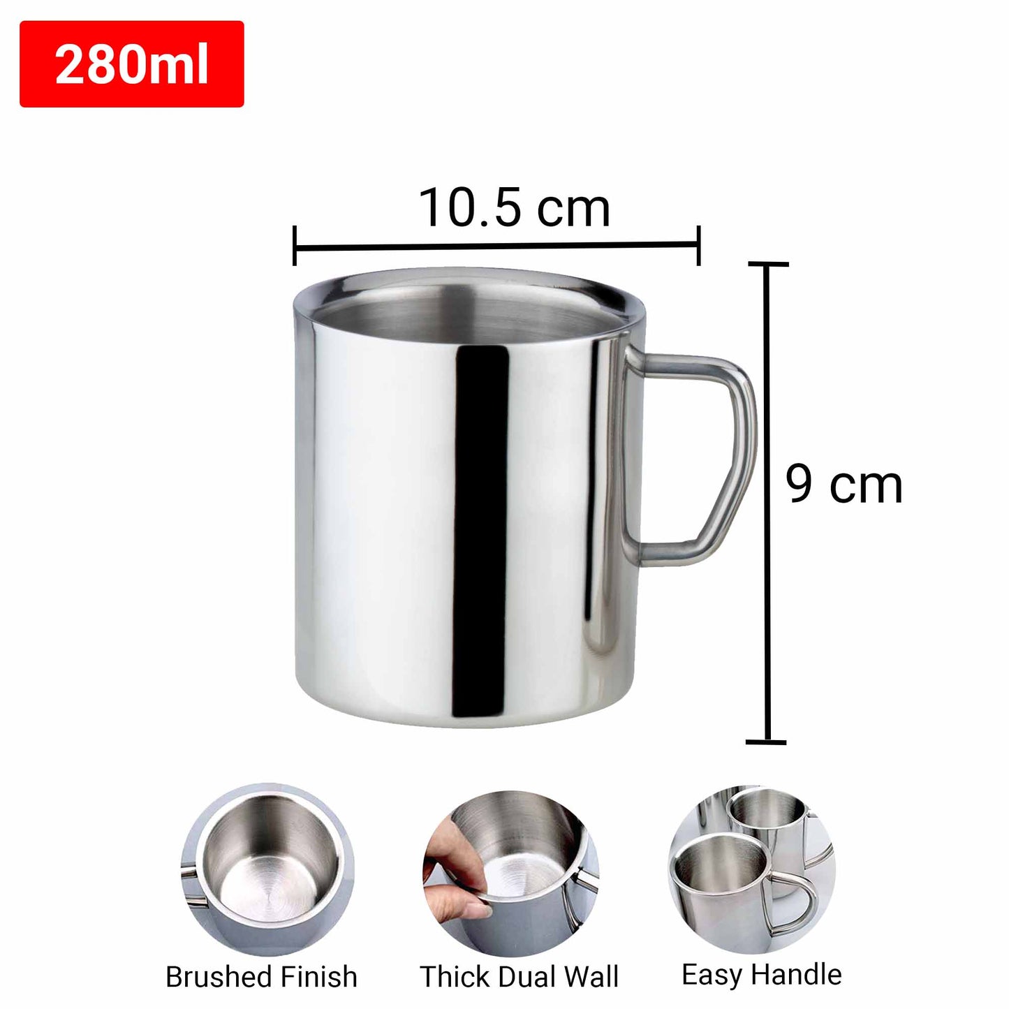 Pdd Falcon Steel Mug Silver  - 280ml