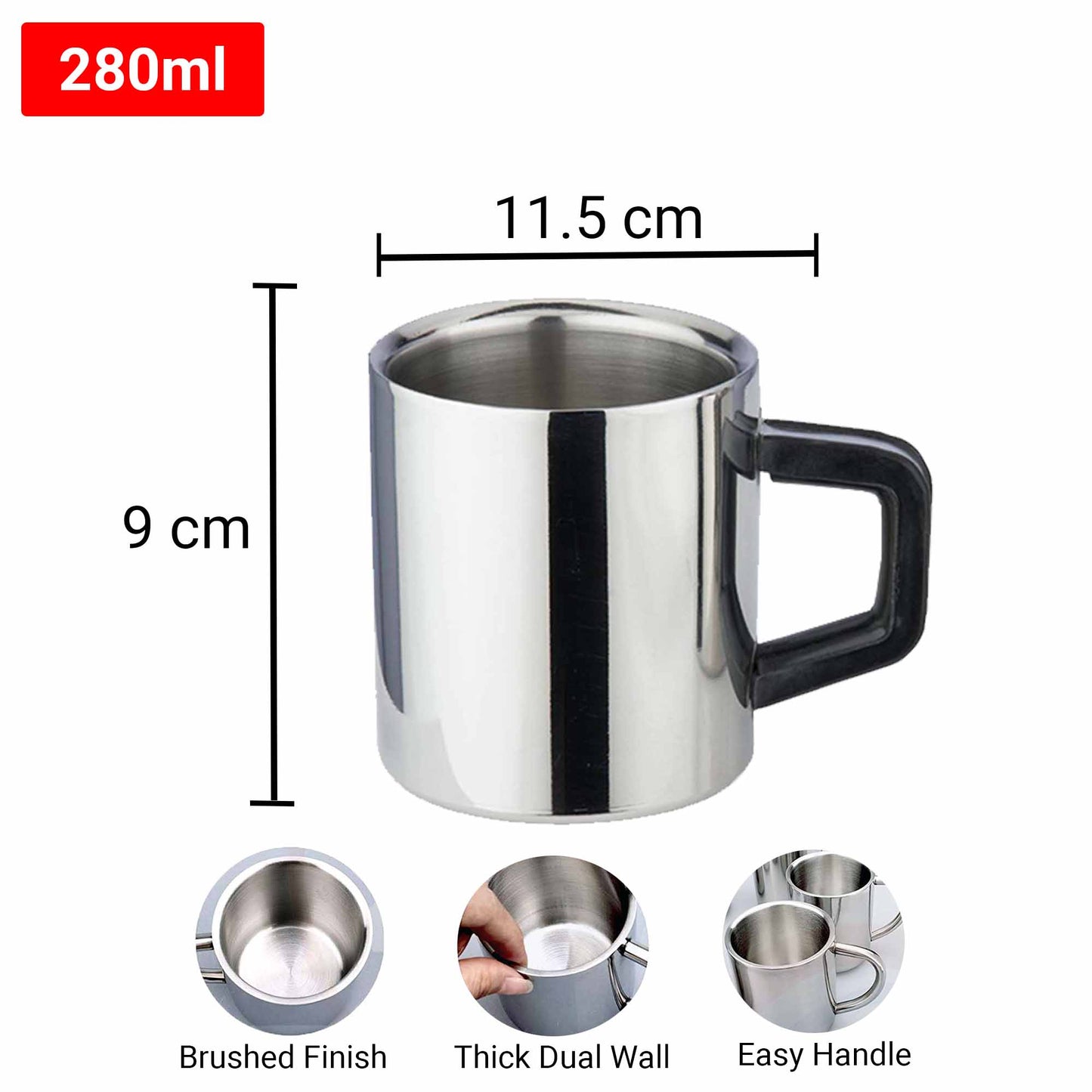 Pdd Falcon Steel Mug Silver - 280ml