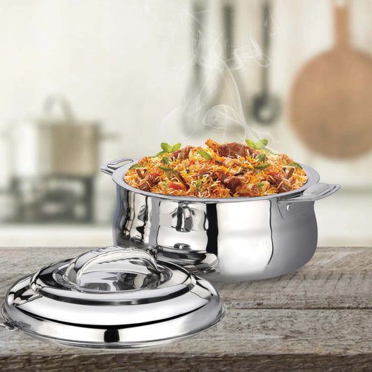 PddFalcon Stainless Steel Double Wall Casserole / Hot Pot, 3.8 ltr