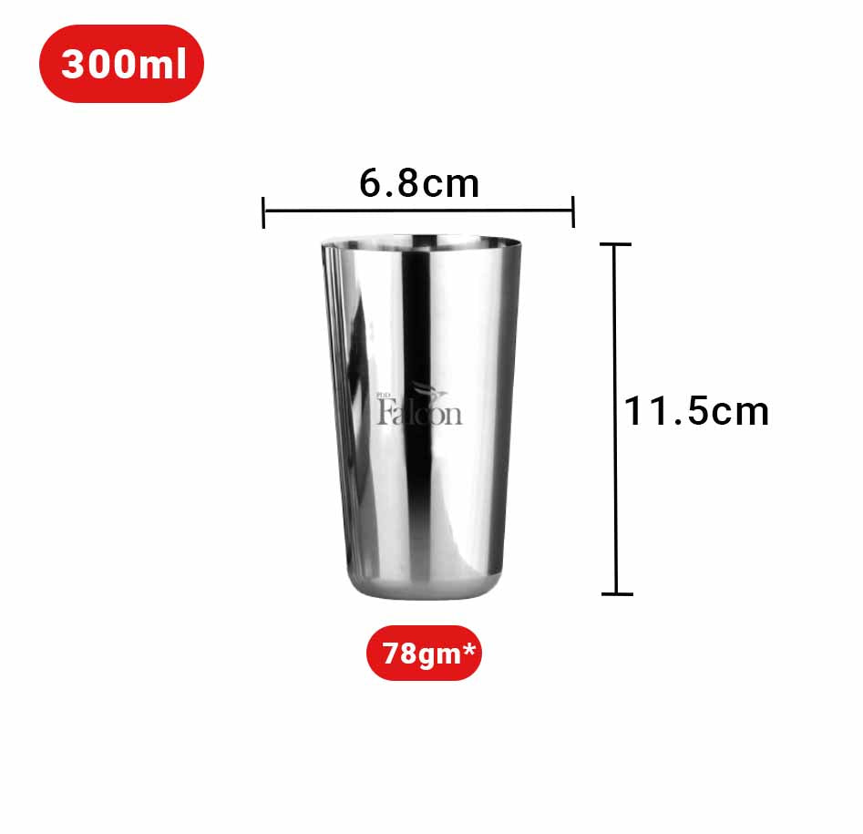 Pdd Falcon Steel Regular Glass Set of 6 - 300ml each