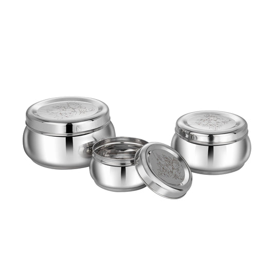 Pdd Falcon Steel Container Set of 3 Silver FP10029 - 4600ml