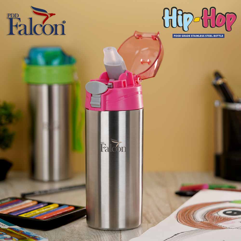 PddFalcon Stainless Steel Drinkware HipHop Sipper Bottle 500ml Pink