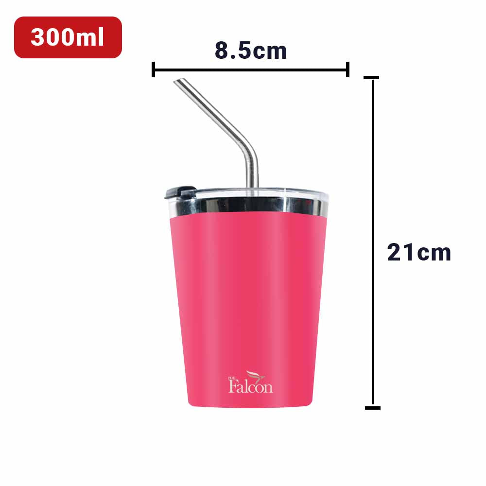 PddFalcon Stainless Steel Drinkware Poppy Cup 300ml Pink