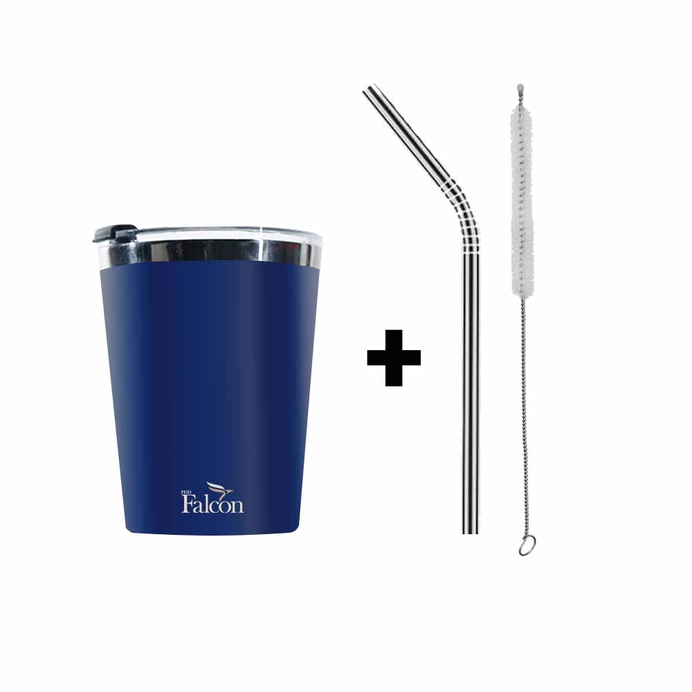 PddFalcon Stainless Steel Drinkware Poppy Cup With Accessoies 300ml Blue