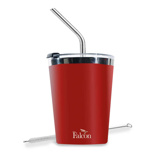 PddFalcon Stainless Steel Drinkware Poppy Cup With Accessoies 300ml Red