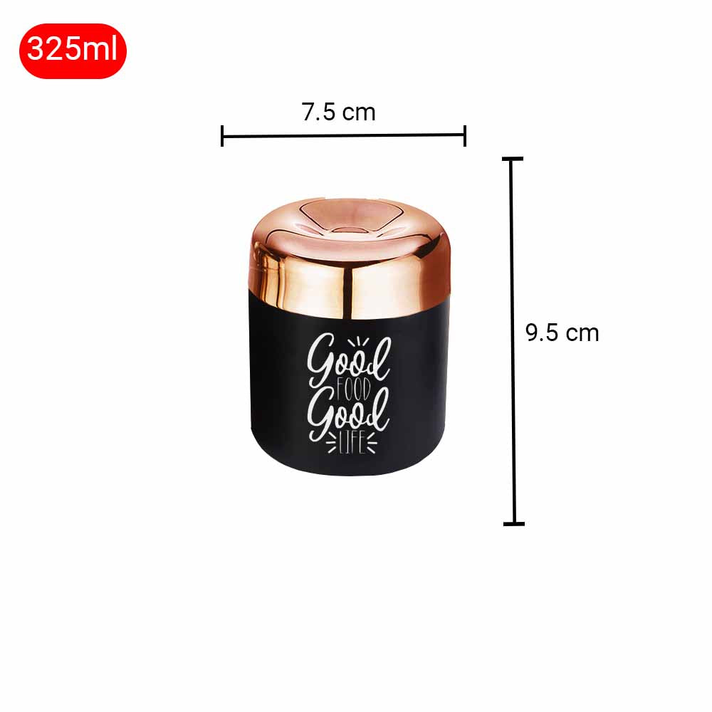 PddFalcon Stainless Steel Kitchen Storage Apple Canister 325ml Black
