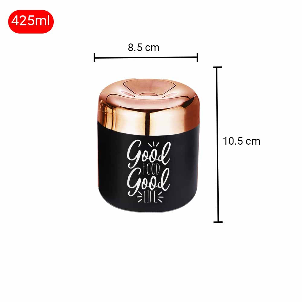 PddFalcon Stainless Steel Kitchen Storage Apple Canister 425ml Black