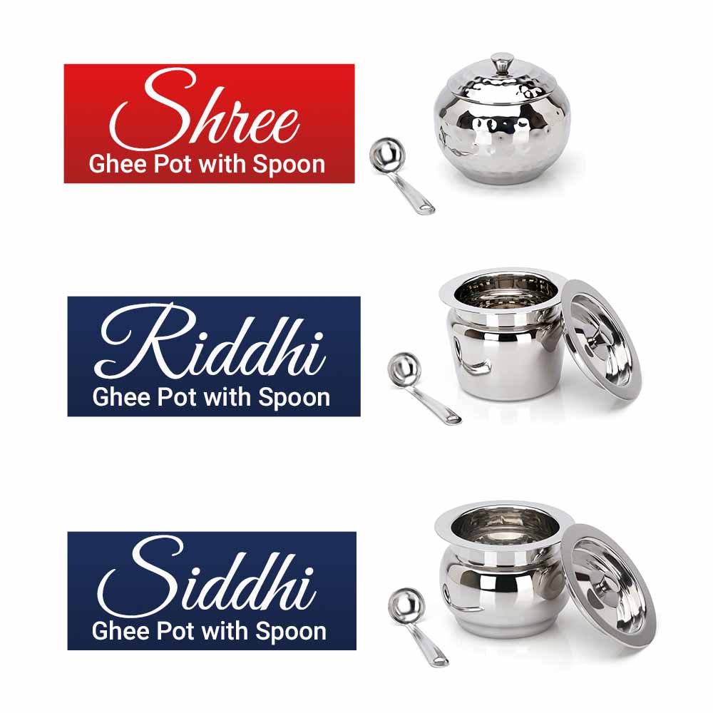 PddFalcon Stainless Steel Kitchen Storage Ghee Pot With Spoon